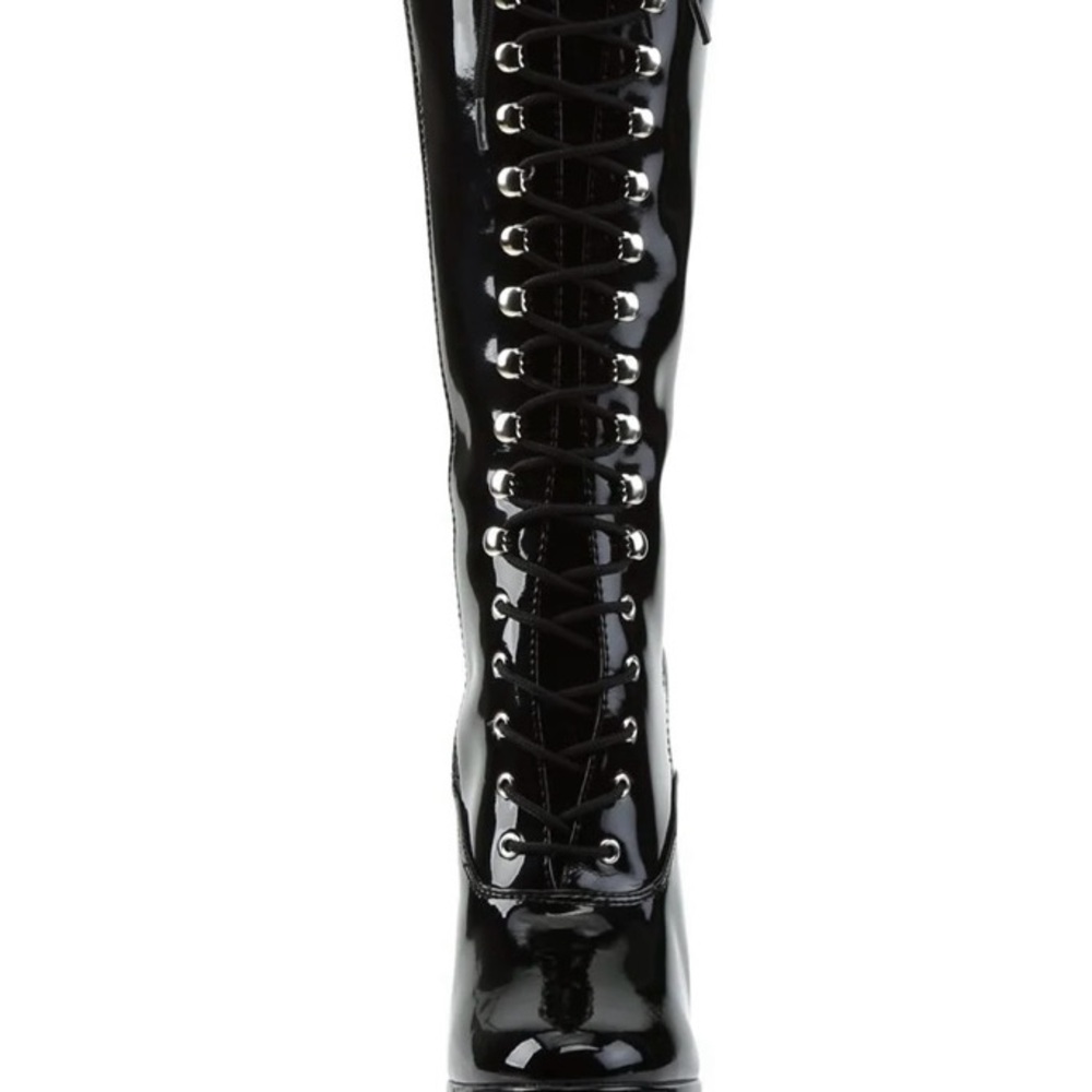 Women's Black Knee-High Lace-Up Boots Electra 2037